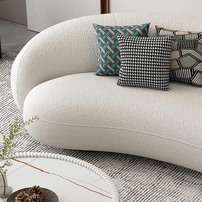 Moderne witte/grijze wol gebogen bank strakke achterkant -stationaire sectionele sectionele