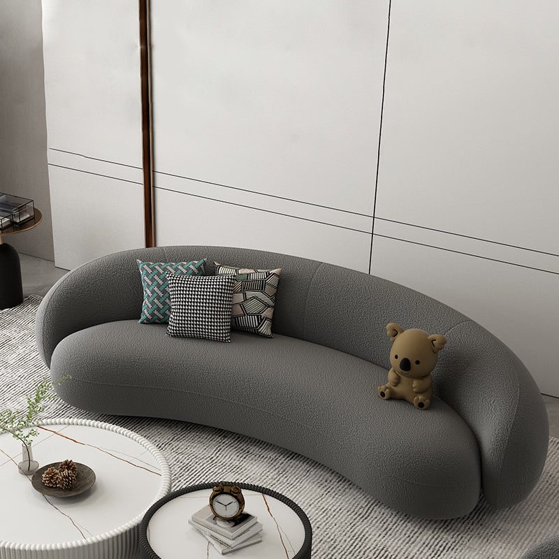 Moderne witte/grijze wol gebogen bank strakke achterkant -stationaire sectionele sectionele