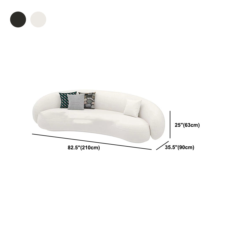 Moderne witte/grijze wol gebogen bank strakke achterkant -stationaire sectionele sectionele