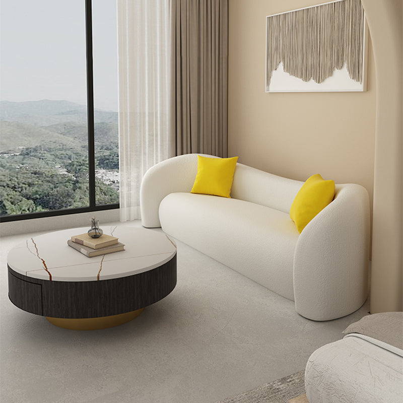 Contemporary Tight Back Sofa Tuxedo Arm Settee Couch in White Clearhalo 'furn' 'furn_sofas' 'Furniture' 'Living Room Furniture' 'Sofa' 'sofas' 5399848