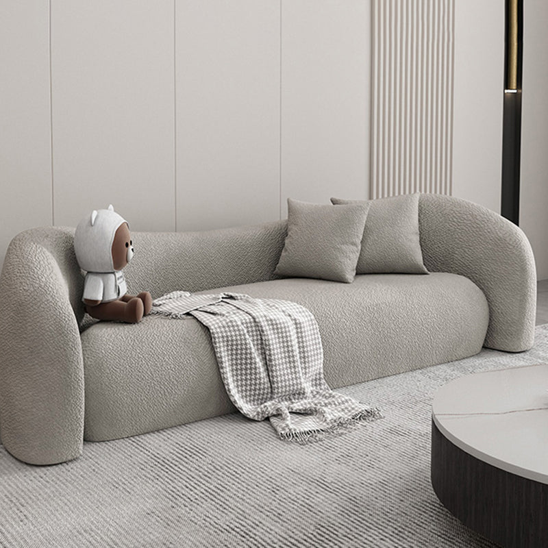 Wool Contemporary Sloped Arm Sofa Curved Sofa for Living Room, Apartment 94"L x 33"W x 31"H Grey Clearhalo 'furn' 'furn_sofas' 'Furniture' 'Living Room Furniture' 'Sofa' 'sofas' 5399898