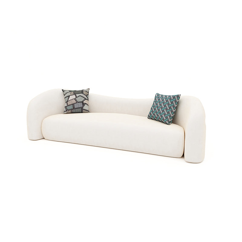 Wool Contemporary Sloped Arm Sofa Curved Sofa for Living Room, Apartment White Clearhalo 'furn' 'furn_sofas' 'Furniture' 'Living Room Furniture' 'Sofa' 'sofas' 5399902