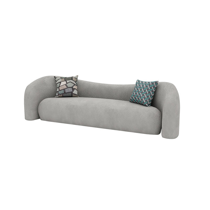 Wool Contemporary Sloped Arm Sofa Curved Sofa for Living Room, Apartment Grey Clearhalo 'furn' 'furn_sofas' 'Furniture' 'Living Room Furniture' 'Sofa' 'sofas' 5399906