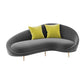 Velvet Sloped Arm Sofa Contemporary Curved Sofa for Living Room, Apartment