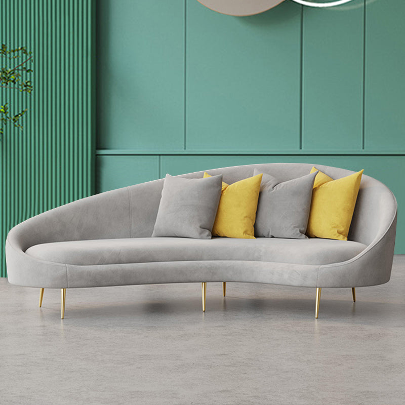 Velvet Sloped Arm Sofa Contemporary Curved Sofa for Living Room, Apartment