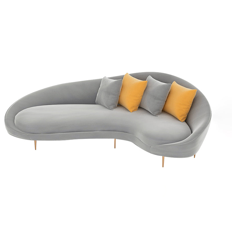 Velvet Sloped Arm Sofa Contemporary Curved Sofa for Living Room, Apartment