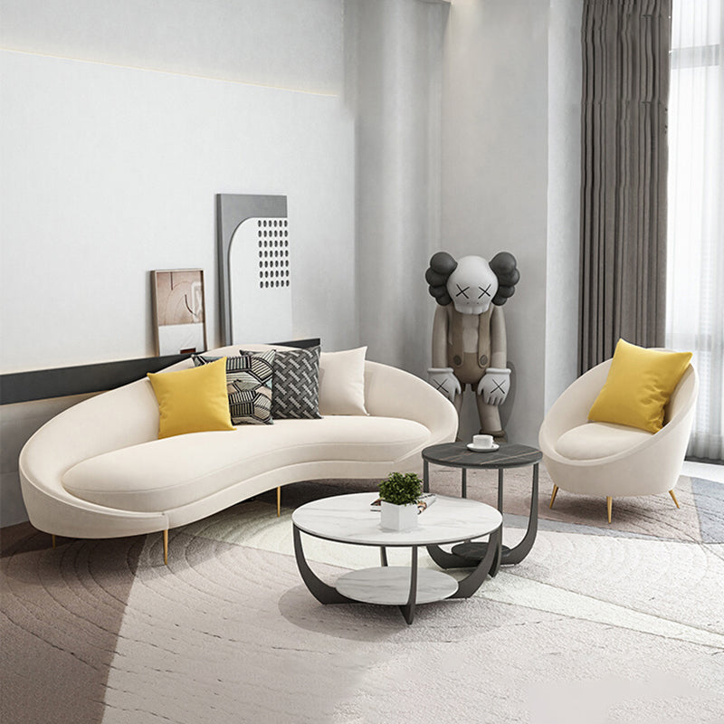 Velvet Sloped Arm Sofa Contemporary Curved Sofa for Living Room, Apartment