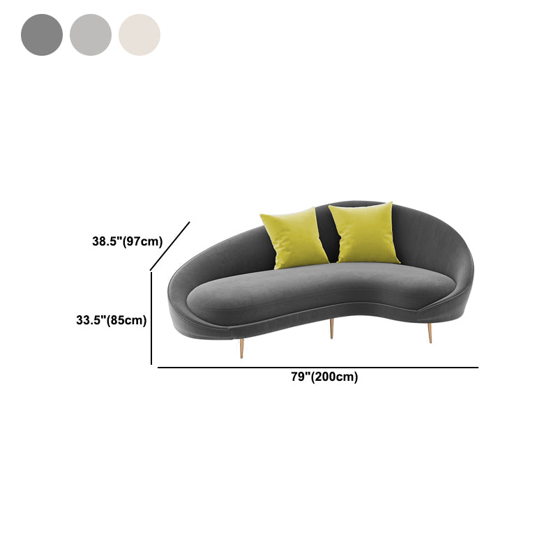 Velvet Sloped Arm Sofa Contemporary Curved Sofa for Living Room, Apartment