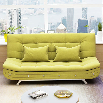 Cotton Blend Convertible Contemporary Biscuit Back Armless Sofa Bed Light Green Clearhalo 'furn' 'furn_sofas' 'Furniture' 'Living Room Furniture' 'Sofa' 'sofas' 5400084