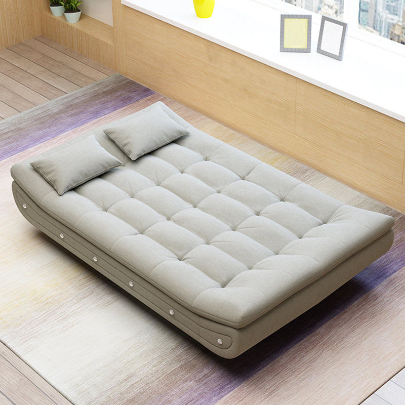 Cotton Blend Convertible Contemporary Biscuit Back Armless Sofa Bed Grey Clearhalo 'furn' 'furn_sofas' 'Furniture' 'Living Room Furniture' 'Sofa' 'sofas' 5400085