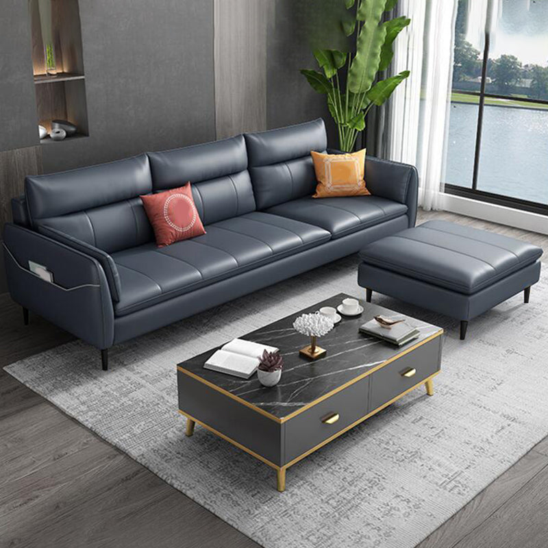 Divano blu glam di glam resistente alla macchia sedute al braccio cuscino posteriore