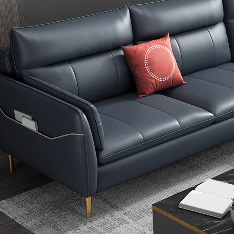 Divano blu glam di glam resistente alla macchia sedute al braccio cuscino posteriore