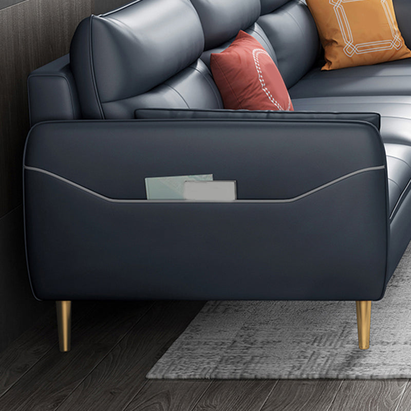 Divano blu glam di glam resistente alla macchia sedute al braccio cuscino posteriore