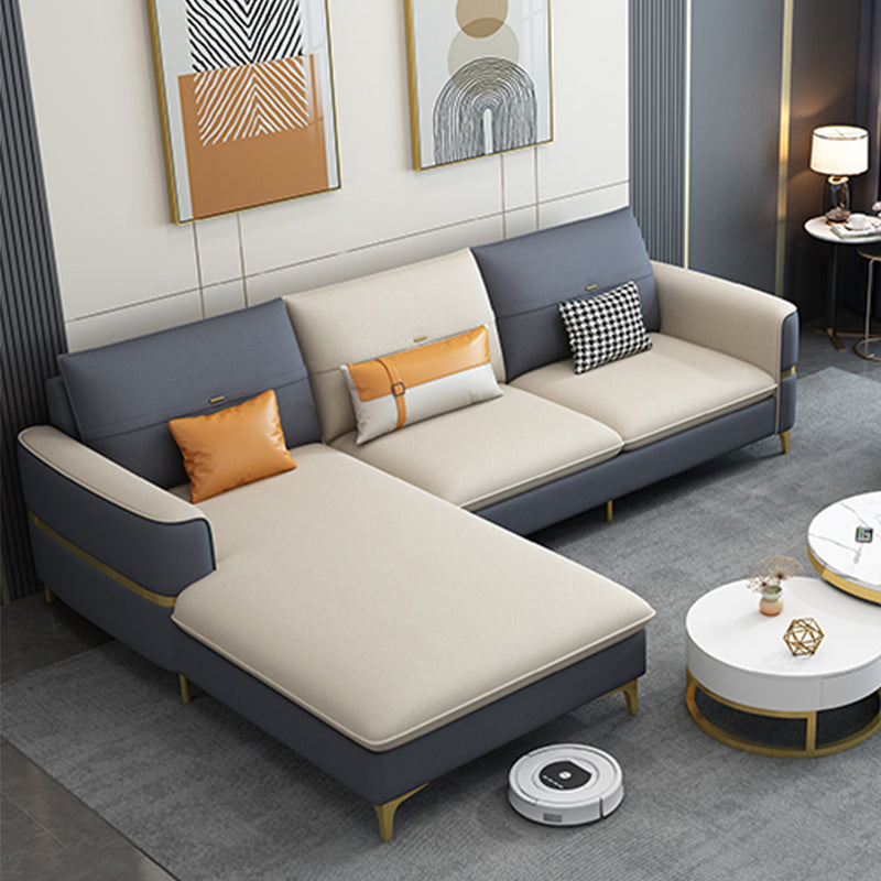 Sofá de brazo cuadrado de cuero de forma escandinava con 2 almohadas