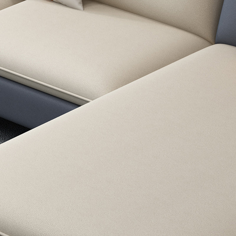 Sofá de brazo cuadrado de cuero de forma escandinava con 2 almohadas