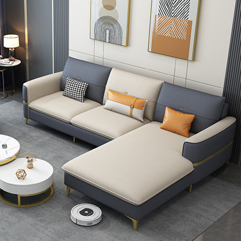 Sofá de brazo cuadrado de cuero de forma escandinava con 2 almohadas