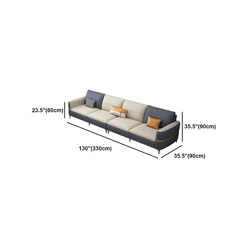 Sofá de brazo cuadrado de cuero de forma escandinava con 2 almohadas