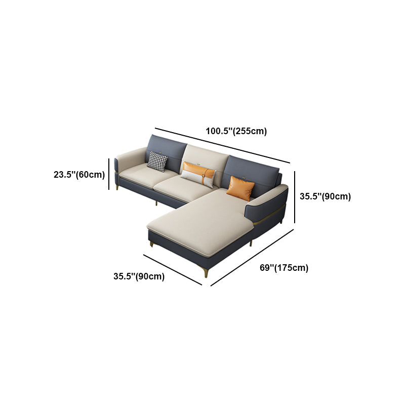 Sofá de brazo cuadrado de cuero de forma escandinava con 2 almohadas