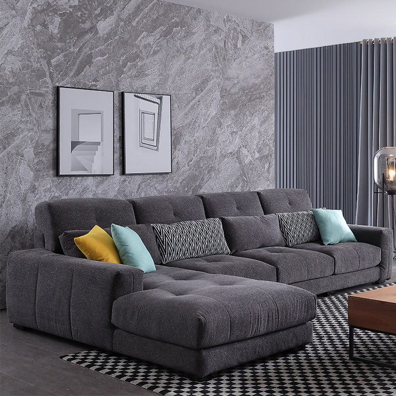 34.2"H Modern Cotton Blend Square Arm Sofa & Chaise for Living Room