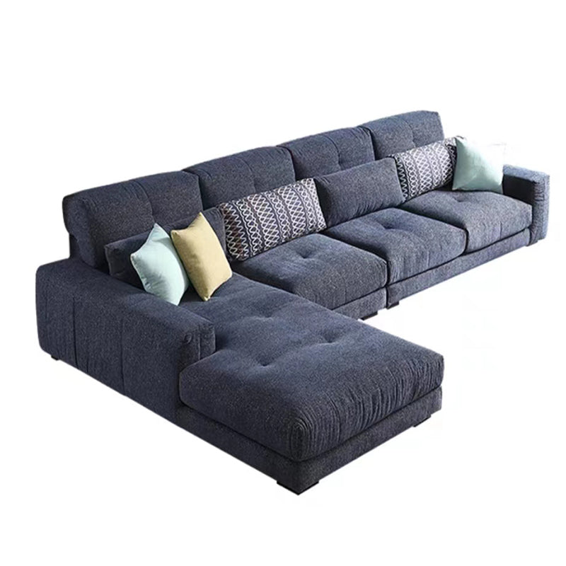 34.2"H Modern Cotton Blend Square Arm Sofa & Chaise for Living Room