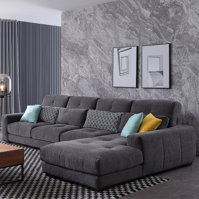 34.2"H Modern Cotton Blend Square Arm Sofa & Chaise for Living Room