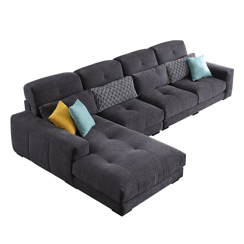34.2"H Modern Cotton Blend Square Arm Sofa & Chaise for Living Room