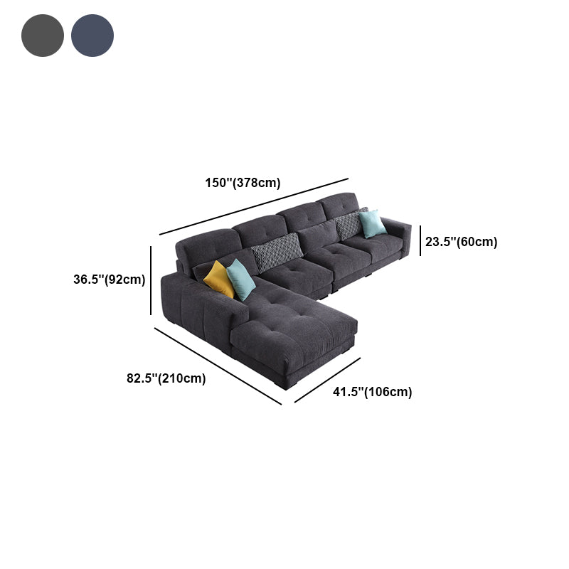 34.2"H Modern Cotton Blend Square Arm Sofa & Chaise for Living Room