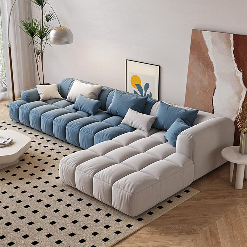 Divano scandinavo e chaise in blu e bianco di divano del braccio ad incasso