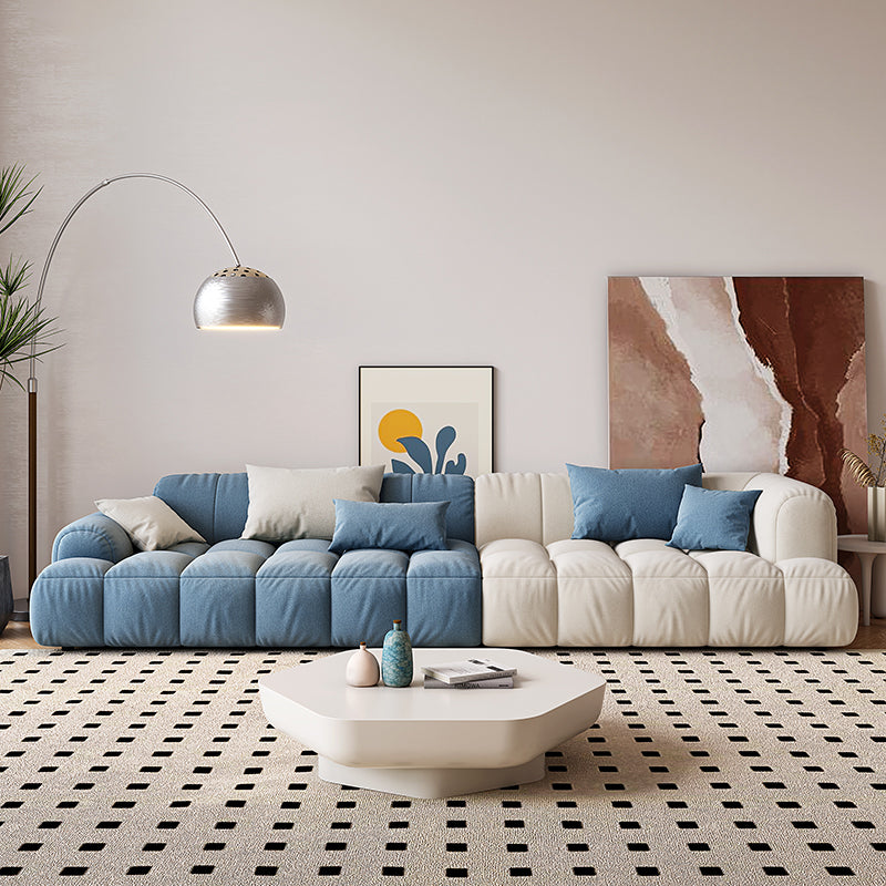 Divano scandinavo e chaise in blu e bianco di divano del braccio ad incasso