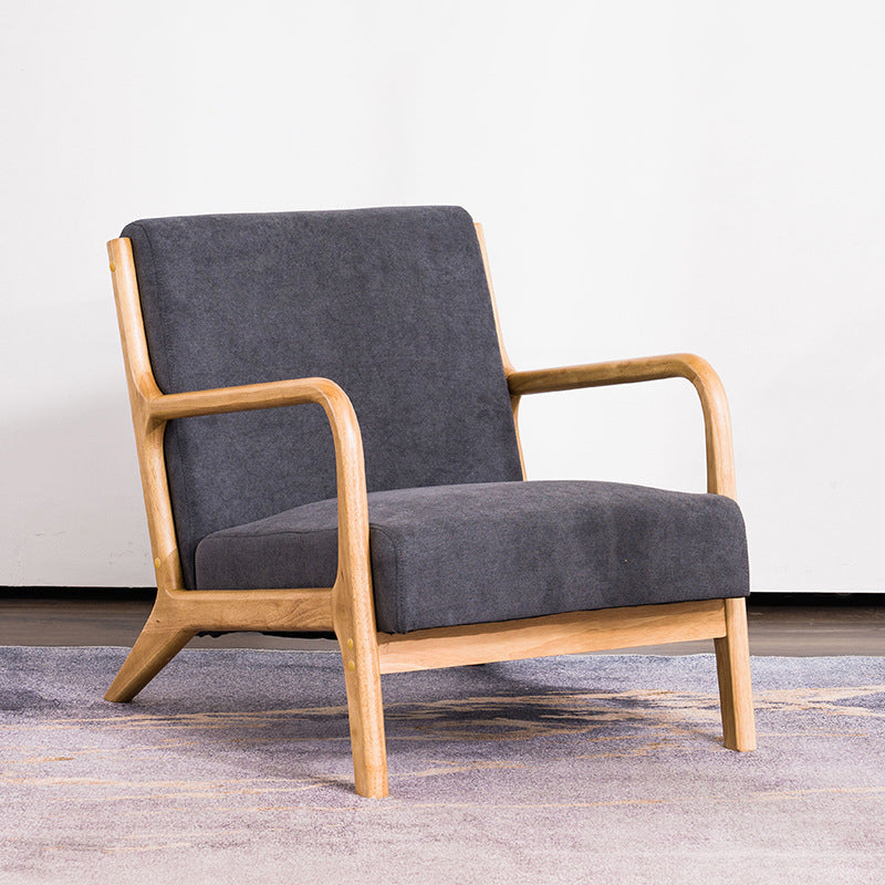 Lounge Accent Arm Chair Cotton Blend with Basic Four Legs and Pillow Back Dark Gray Clearhalo 'Accent Chairs' 'accent_chairs' 'Chairs & Seating' 'furn' 'furn_accent_chairs' 'Furniture' 'Living Room Furniture' 5400549