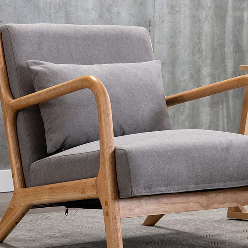 Lounge Accent Arm Chair Cotton Blend with Basic Four Legs and Pillow Back Clearhalo 'Accent Chairs' 'accent_chairs' 'Chairs & Seating' 'furn' 'furn_accent_chairs' 'Furniture' 'Living Room Furniture' 5400558