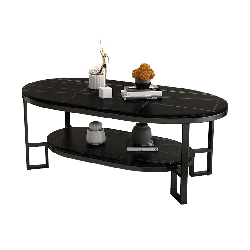 Table basse de table basse ovale en ardoise Glam avec rangement