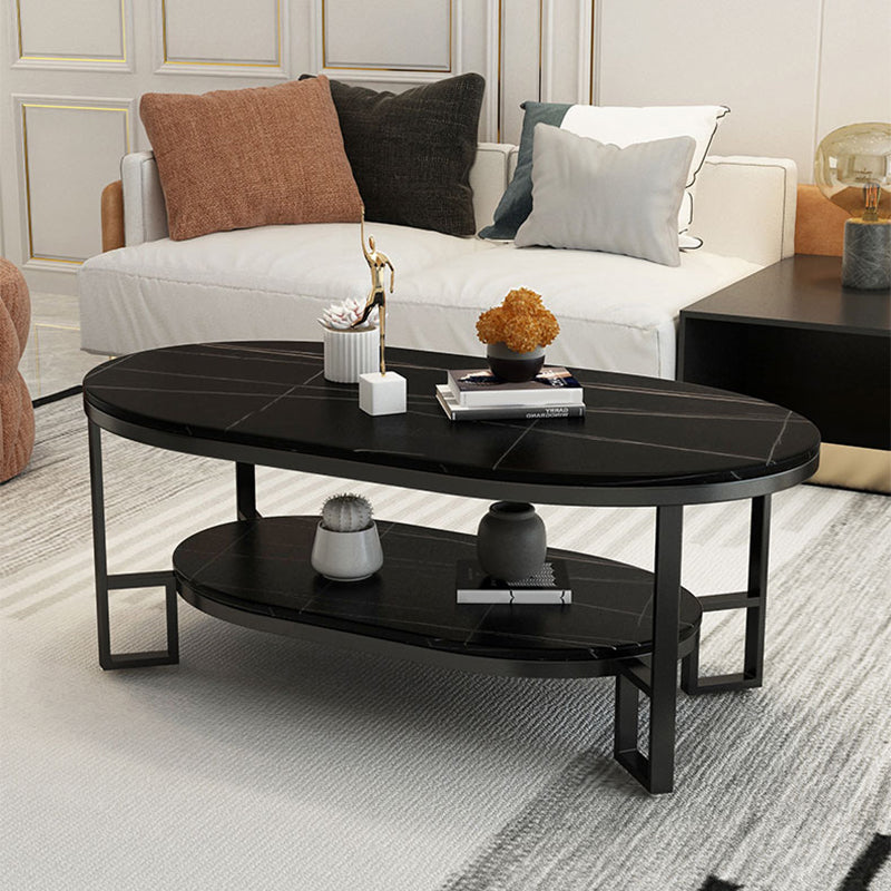 Table basse de table basse ovale en ardoise Glam avec rangement