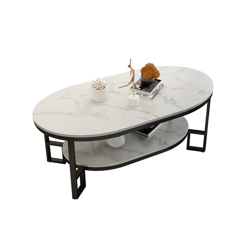 Table basse de table basse ovale en ardoise Glam avec rangement