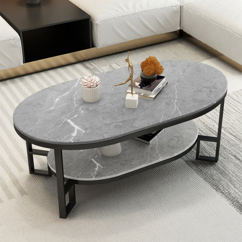 Table basse de table basse ovale en ardoise Glam avec rangement