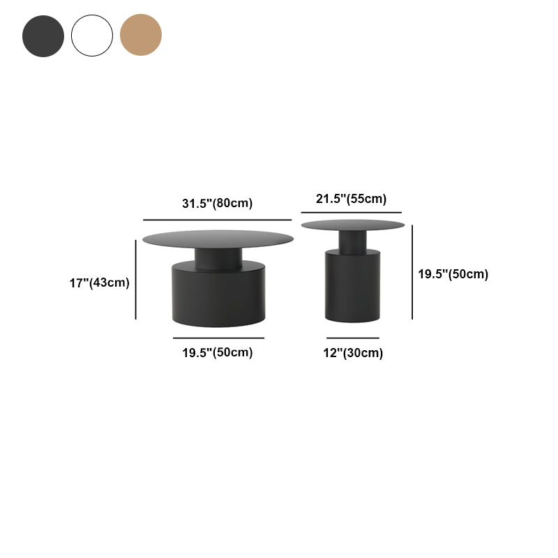ラウンドメタルコーヒーテーブルミッドセンチュリーモダンペデスタル2ピースカクテルテーブル
