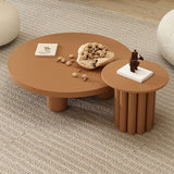 13.7"/15.7"Tall 4 Legs Brown/ White Round Wooden Coffee Table