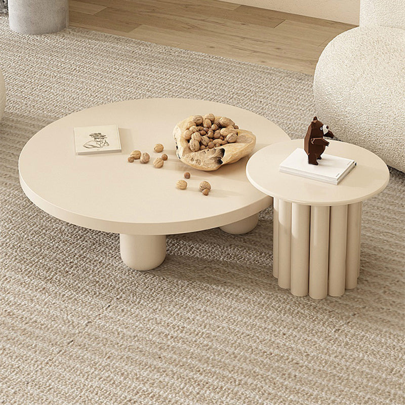 13.7 "/15.7"背の高い4脚茶色/白い丸い木製コーヒーテーブル