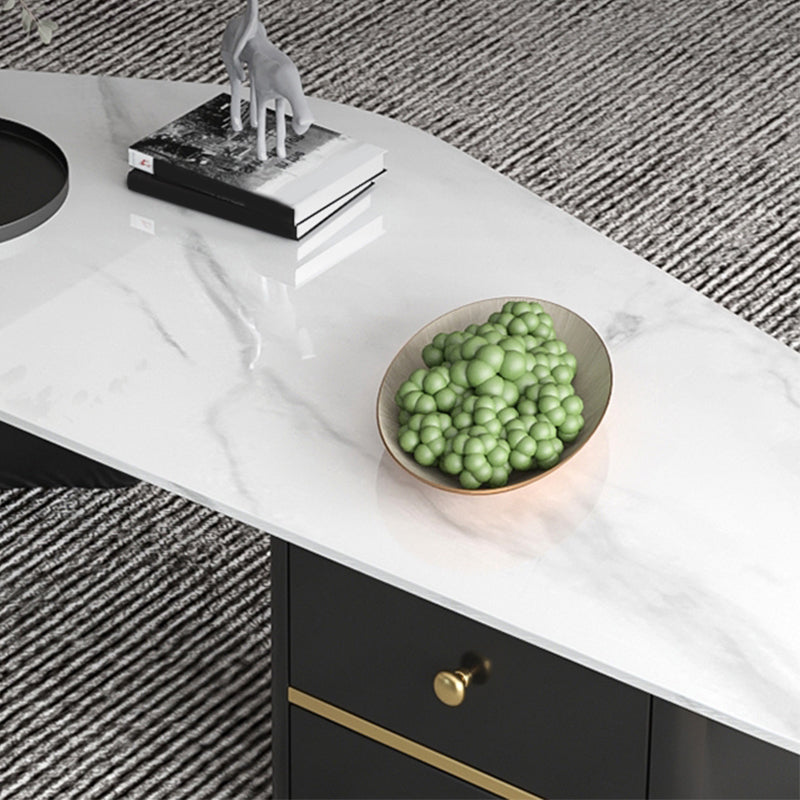 Glam Geometric Coffee Table Slate Top Cocktail Table for Living Room