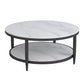 Glam Round 4 Legs Coffee Table Slate Top Coffee Cocktail Table 31.5"L x 31.5"W x 17.7"H Black White Clearhalo 'Coffee & Accent Tables' 'Coffee Tables' 'coffee_tables' 'furn' 'furn_coffee_tables' 'Furniture' 'Living Room Furniture' 5400806