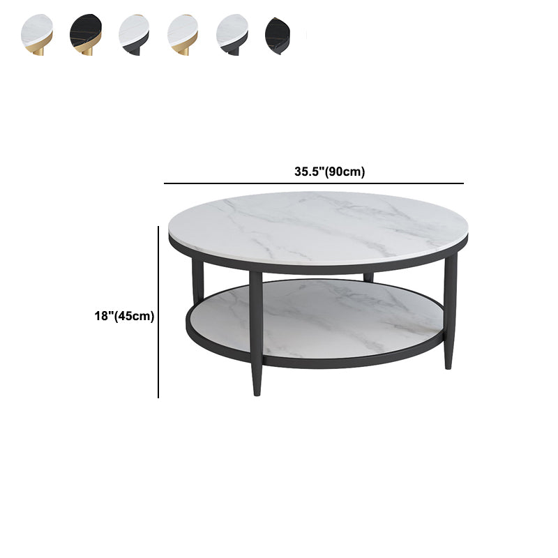 Glam Round 4 Legs Coffee Table Slate Top Coffee Cocktail Table Clearhalo 'Coffee & Accent Tables' 'Coffee Tables' 'coffee_tables' 'furn' 'furn_coffee_tables' 'Furniture' 'Living Room Furniture' 5400815