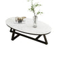 Glam Cross Legs Coffee Table Slate Oval Coffee Cocktail Table