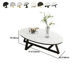 Glam Cross Legs Coffee Table Slate Oval Coffee Cocktail Table