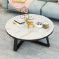 Glam Cross Legs Coffee Table Faux Marble Round Cocktail Table 39"L x 39"W x 18"H Black White Grey Clearhalo 'Coffee & Accent Tables' 'Coffee Tables' 'coffee_tables' 'furn' 'furn_coffee_tables' 'Furniture' 'Living Room Furniture' 5400843