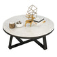 Glam Cross Legs Coffee Table Faux Marble Round Cocktail Table Black White Clearhalo 'Coffee & Accent Tables' 'Coffee Tables' 'coffee_tables' 'furn' 'furn_coffee_tables' 'Furniture' 'Living Room Furniture' 5400844