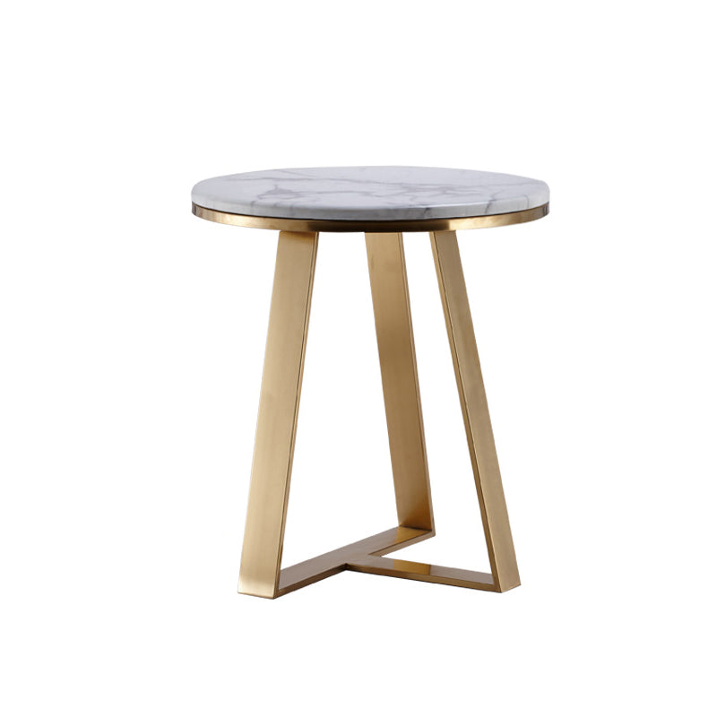 Glam Cross Legs Coffee Table Faux Marble Round Cocktail Table 18"L x 18"W x 20"H Gold White Grey Clearhalo 'Coffee & Accent Tables' 'Coffee Tables' 'coffee_tables' 'furn' 'furn_coffee_tables' 'Furniture' 'Living Room Furniture' 5400851