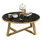 Glam Cross Legs Coffee Table Faux Marble Round Cocktail Table Gold Black Clearhalo 'Coffee & Accent Tables' 'Coffee Tables' 'coffee_tables' 'furn' 'furn_coffee_tables' 'Furniture' 'Living Room Furniture' 5400852