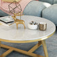 Glam Cross Legs Coffee Table Faux Marble Round Cocktail Table Clearhalo 'Coffee & Accent Tables' 'Coffee Tables' 'coffee_tables' 'furn' 'furn_coffee_tables' 'Furniture' 'Living Room Furniture' 5400854