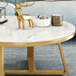 Glam Cross Legs Coffee Table Faux Marble Round Cocktail Table Clearhalo 'Coffee & Accent Tables' 'Coffee Tables' 'coffee_tables' 'furn' 'furn_coffee_tables' 'Furniture' 'Living Room Furniture' 5400855