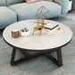 Glam Cross Legs Coffee Table Faux Marble Round Cocktail Table 39"L x 39"W x 18"H Black White Clearhalo 'Coffee & Accent Tables' 'Coffee Tables' 'coffee_tables' 'furn' 'furn_coffee_tables' 'Furniture' 'Living Room Furniture' 5400859